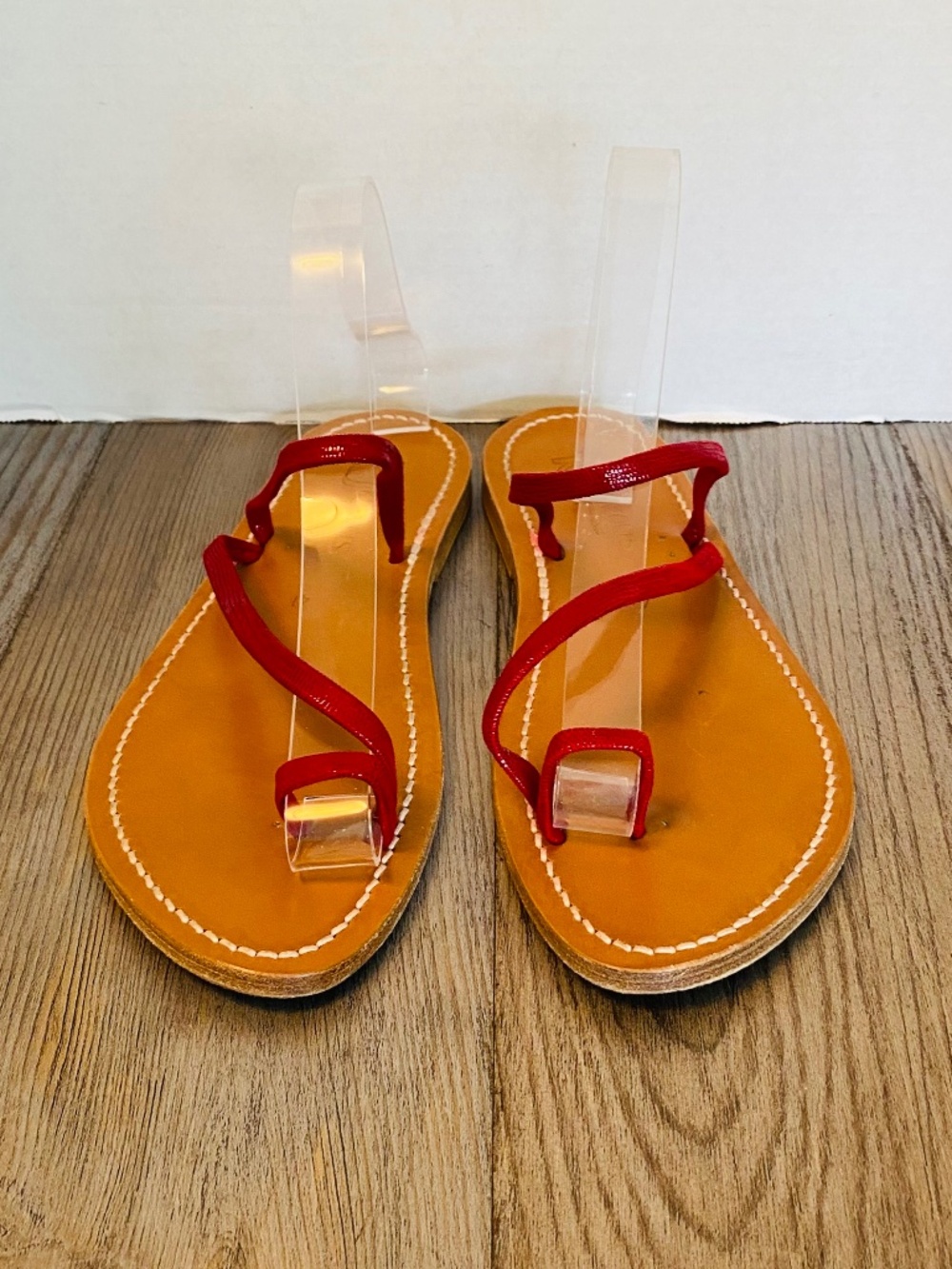 K Jacques Actium Red Patent France Handmade Womens Flat Sandals, 9.5 10 / 41.